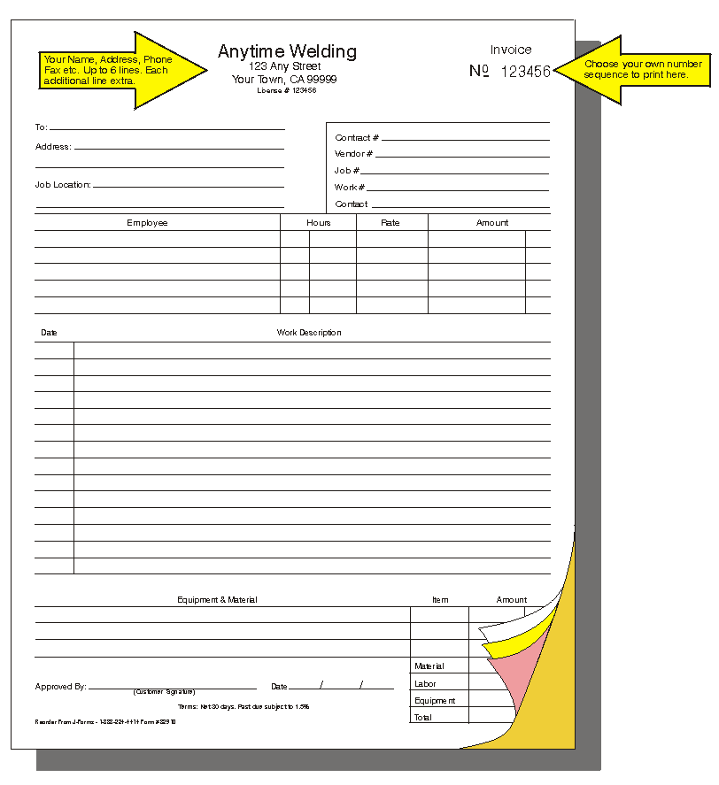 invoice 82910 eight and one half inch wide by eleven inch high